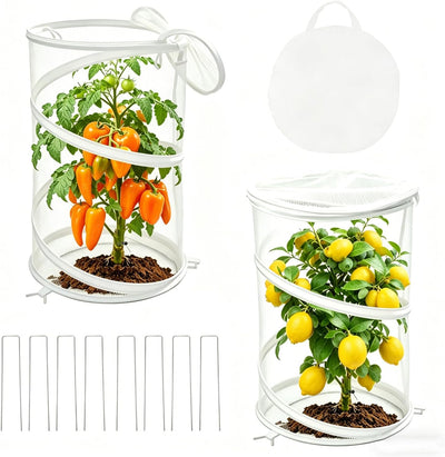 2 Cubiertas Plantas 12x20pulg con Estacas y Bolsa Malla Insectos
