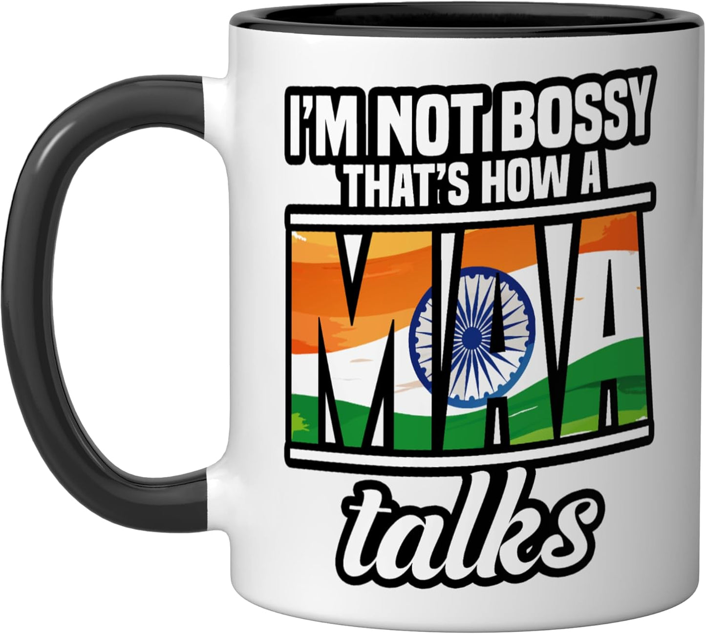 Taza Cerámica Bandera India Negro/Blanco