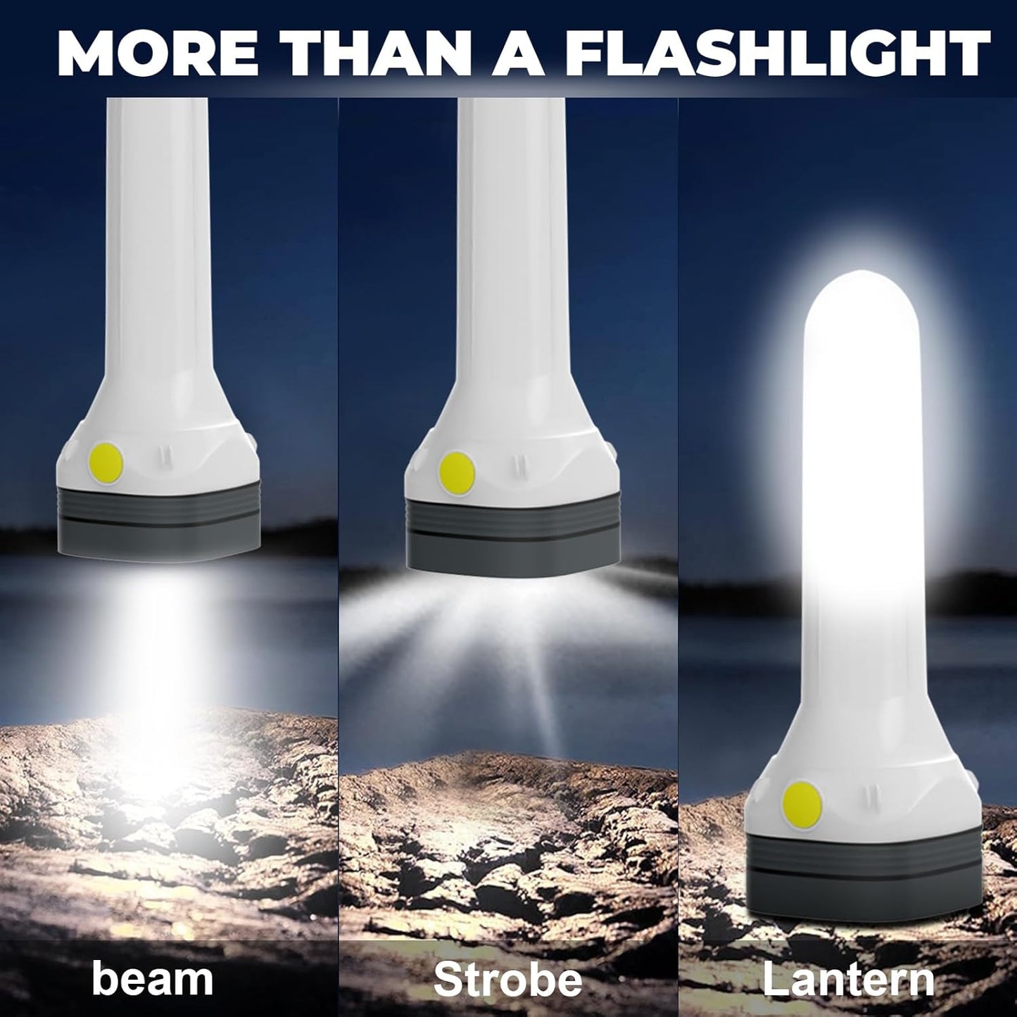 Linterna LED 2en1 recargable con luz estroboscópica camping coche