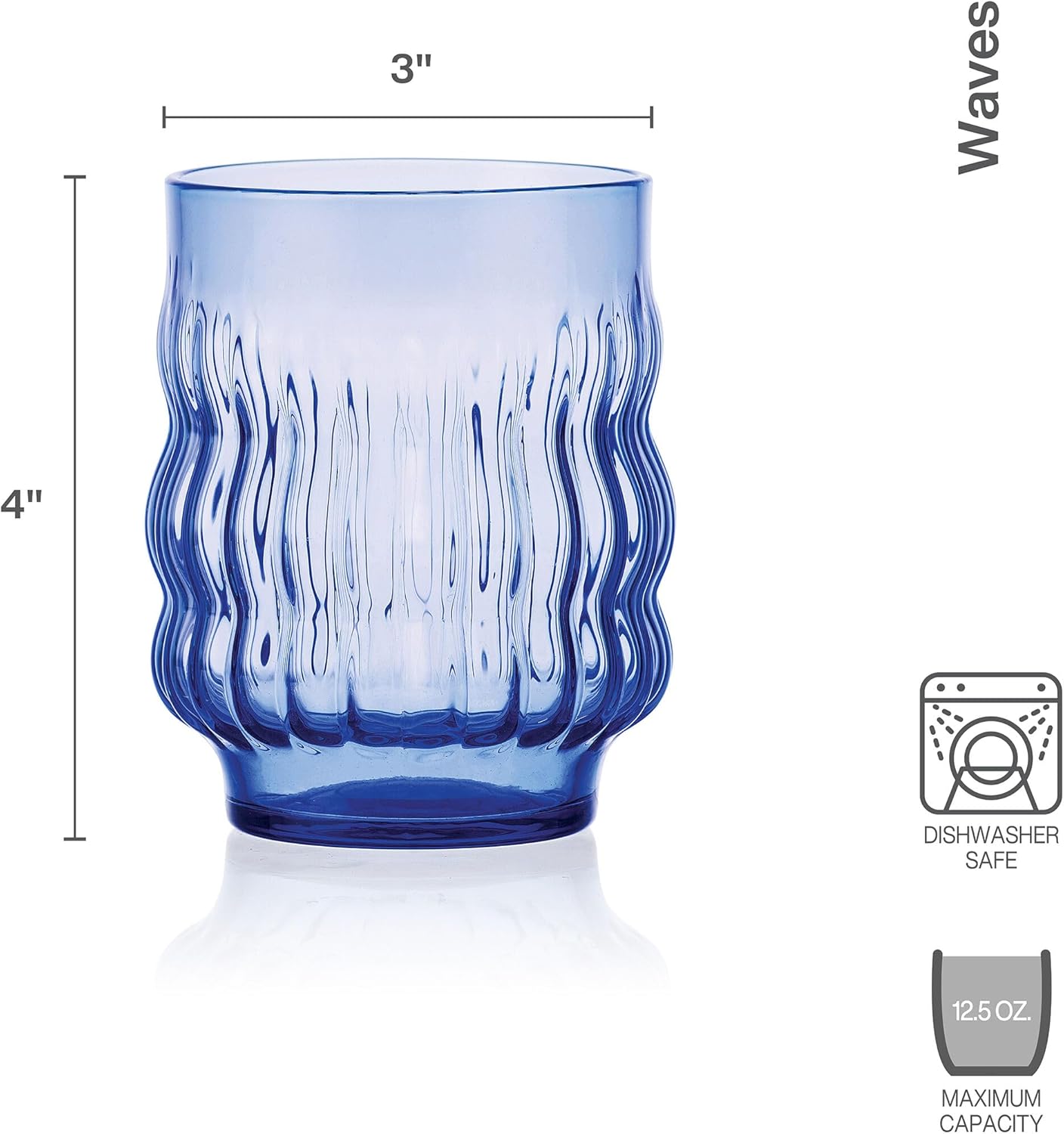 Vasos apilables Mikasa Waves 12.5oz color azul set 4