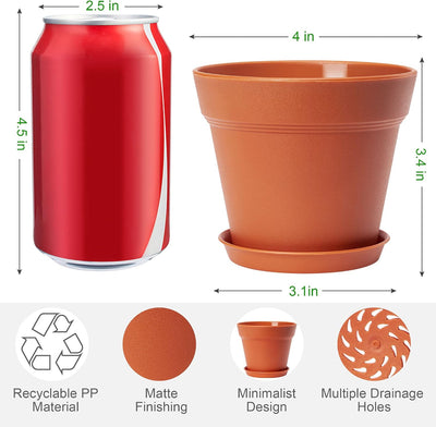 Macetas plástico 4pulg set 6 con bandeja drenaje violeta africana