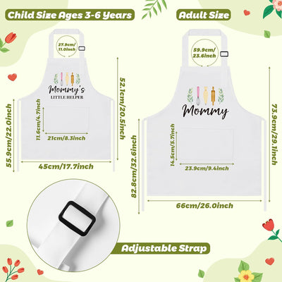 Delantal ajustable Mama and Me para adultos y niños, juego de 2 con bolsillos