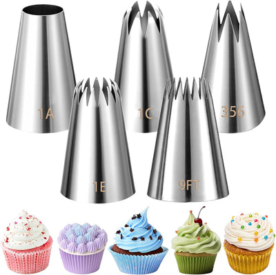 Set 5 puntas tuberías acero inox para glaseado decoración