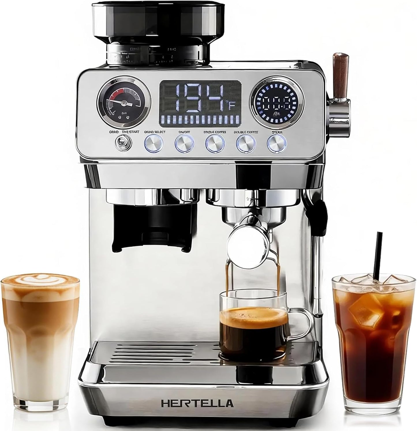 Cafetera Espresso Acero Inox 20 Bar Espumador Leche