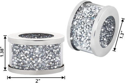 Set 12 servilleteros diamante plateado con marco cristal