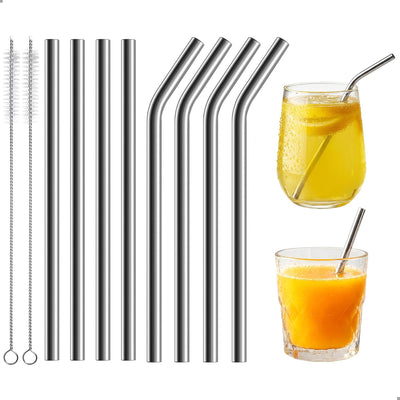 Pajitas cortas de acero inoxidable paquete de 8 reutilizables para cócteles y leche