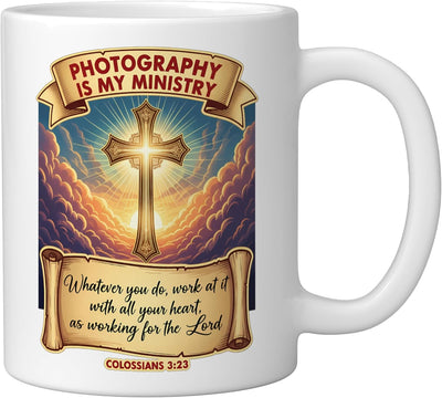 Taza de cerámica para fotógrafo cristiano con mensaje de Jesucristo
