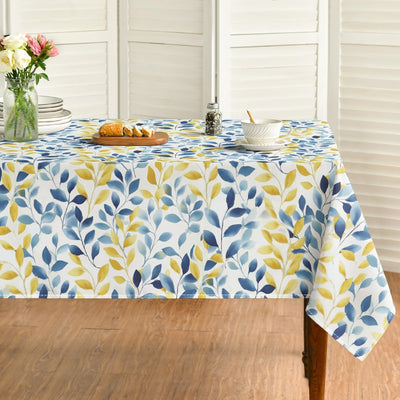 Mantel rectangular de verano Horaldaily 52x70 pulgadas con helechos azules y amarillos