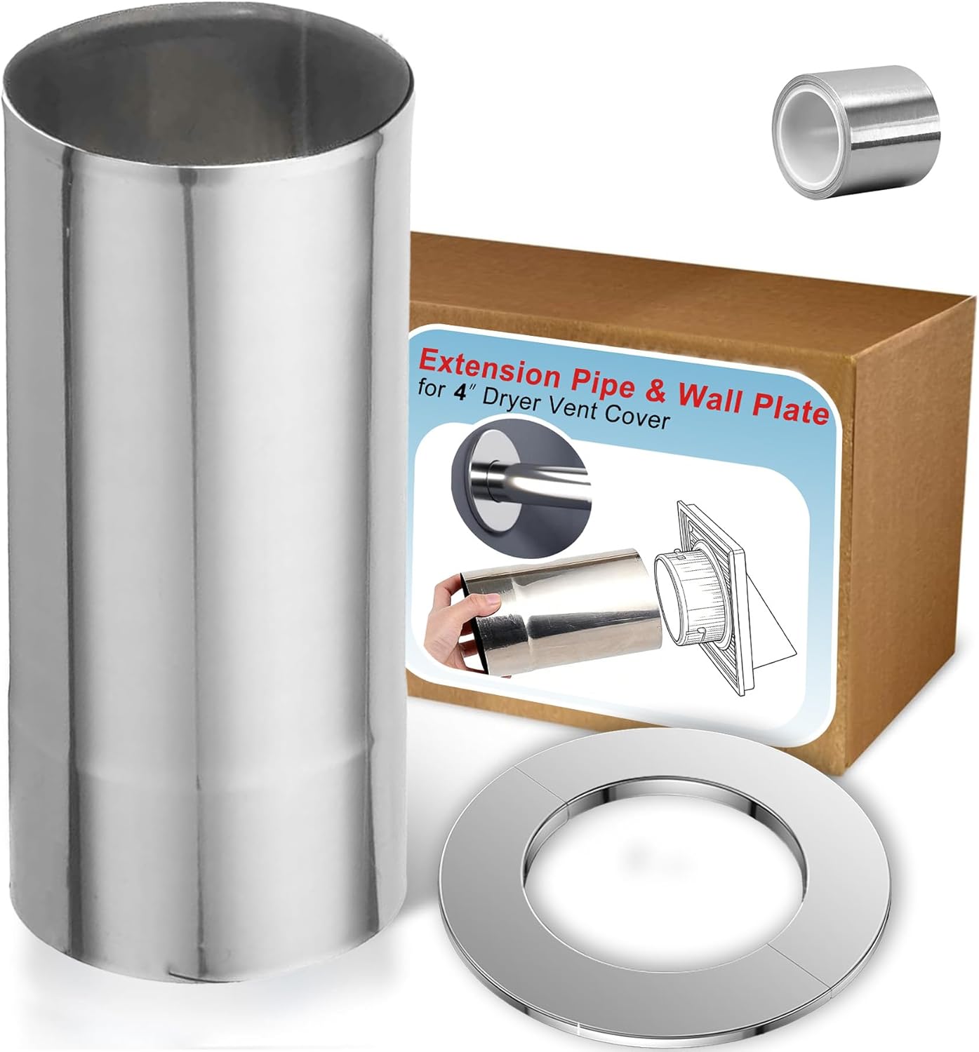 Tubo extensión ventilación secadora 4-8pulg acero inox