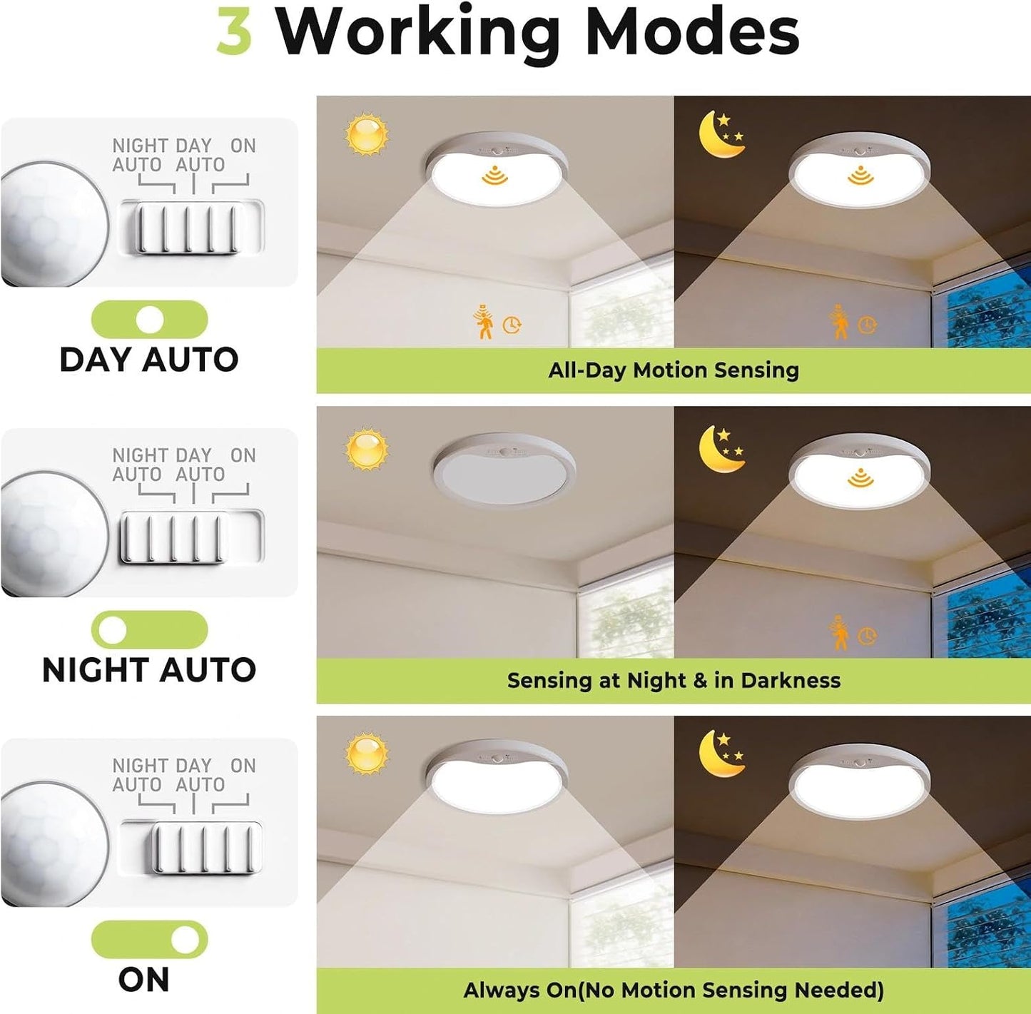 Lámpara techo LED empotrado 12pulg 24W sensor movimiento