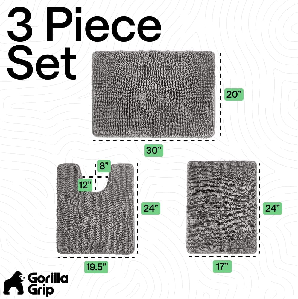 Set 3 Alfombras Baño Goma Absorbente 24pulg