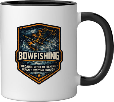 Taza cerámica para pesca con arco negro/blanco