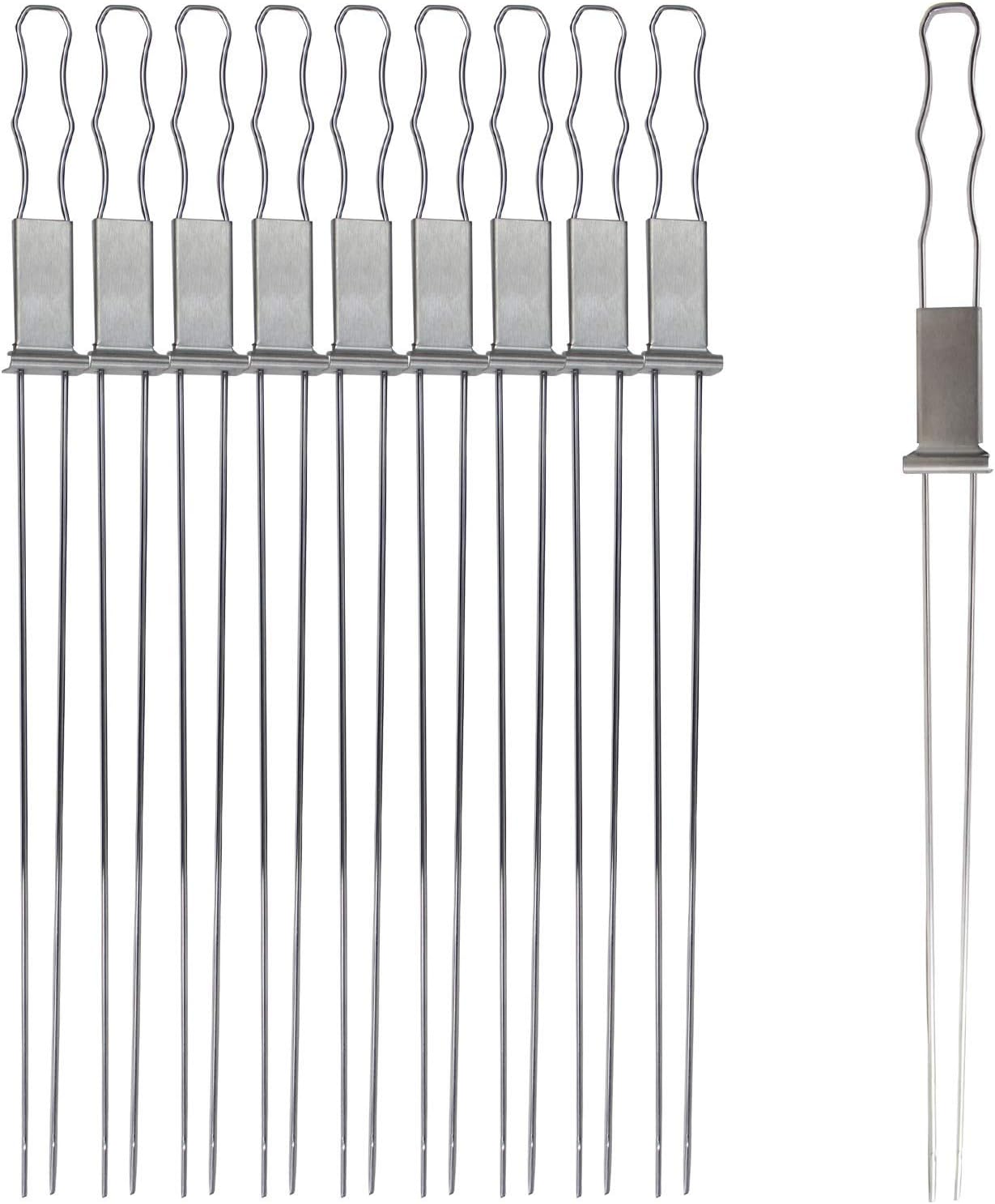 10 Brochetas Kabob 17pulg Acero Inox con Mango