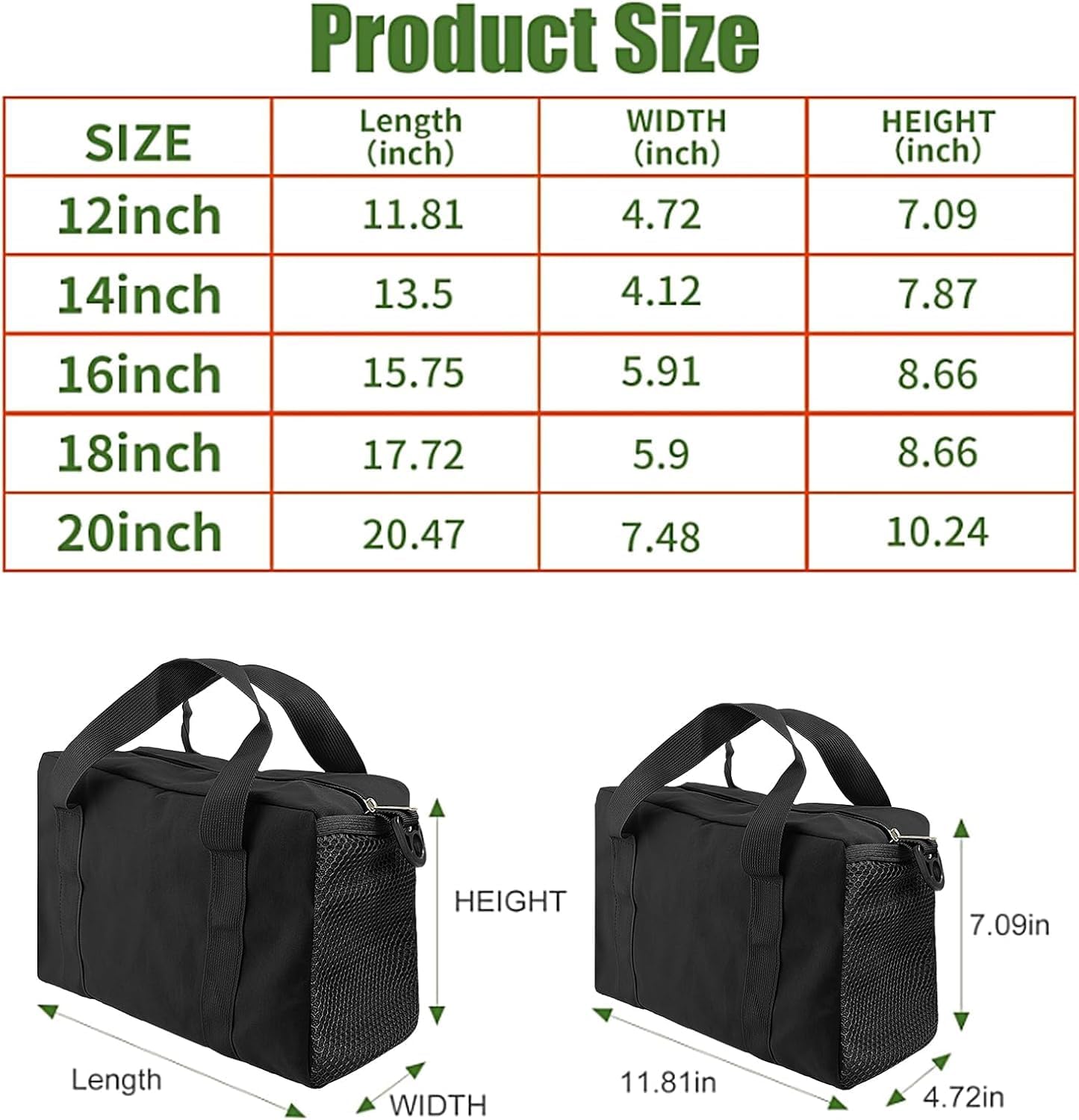 Bolsa herramientas lona boca ancha gran capacidad