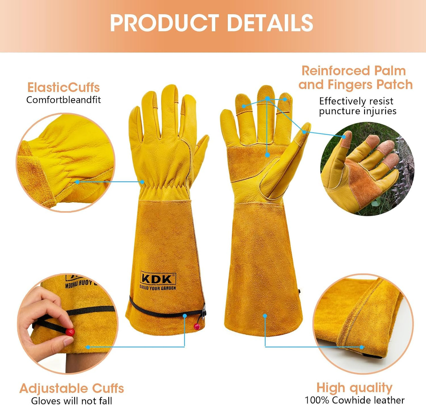 Guantes jardinería piel vaca resistentes espinas cactus