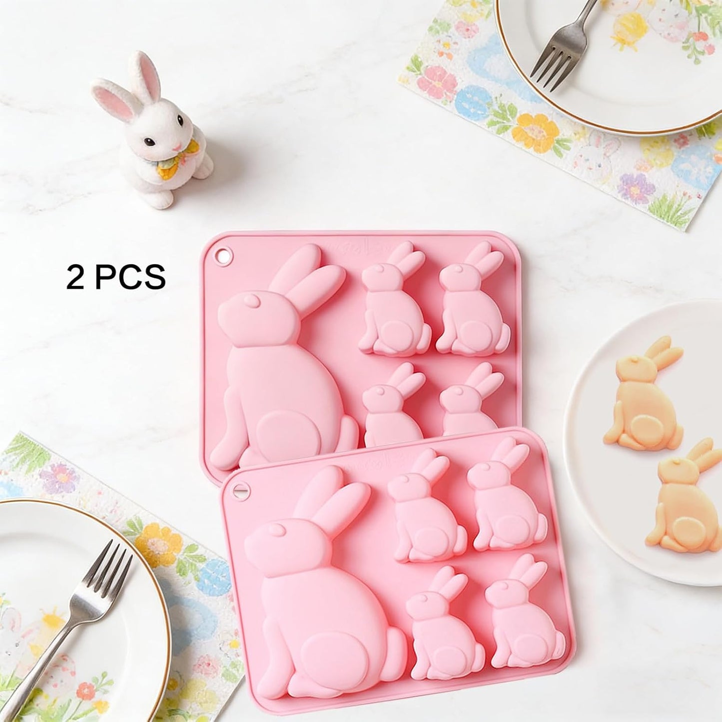 Moldes de silicona de Pascua para chocolate y conejos 3D