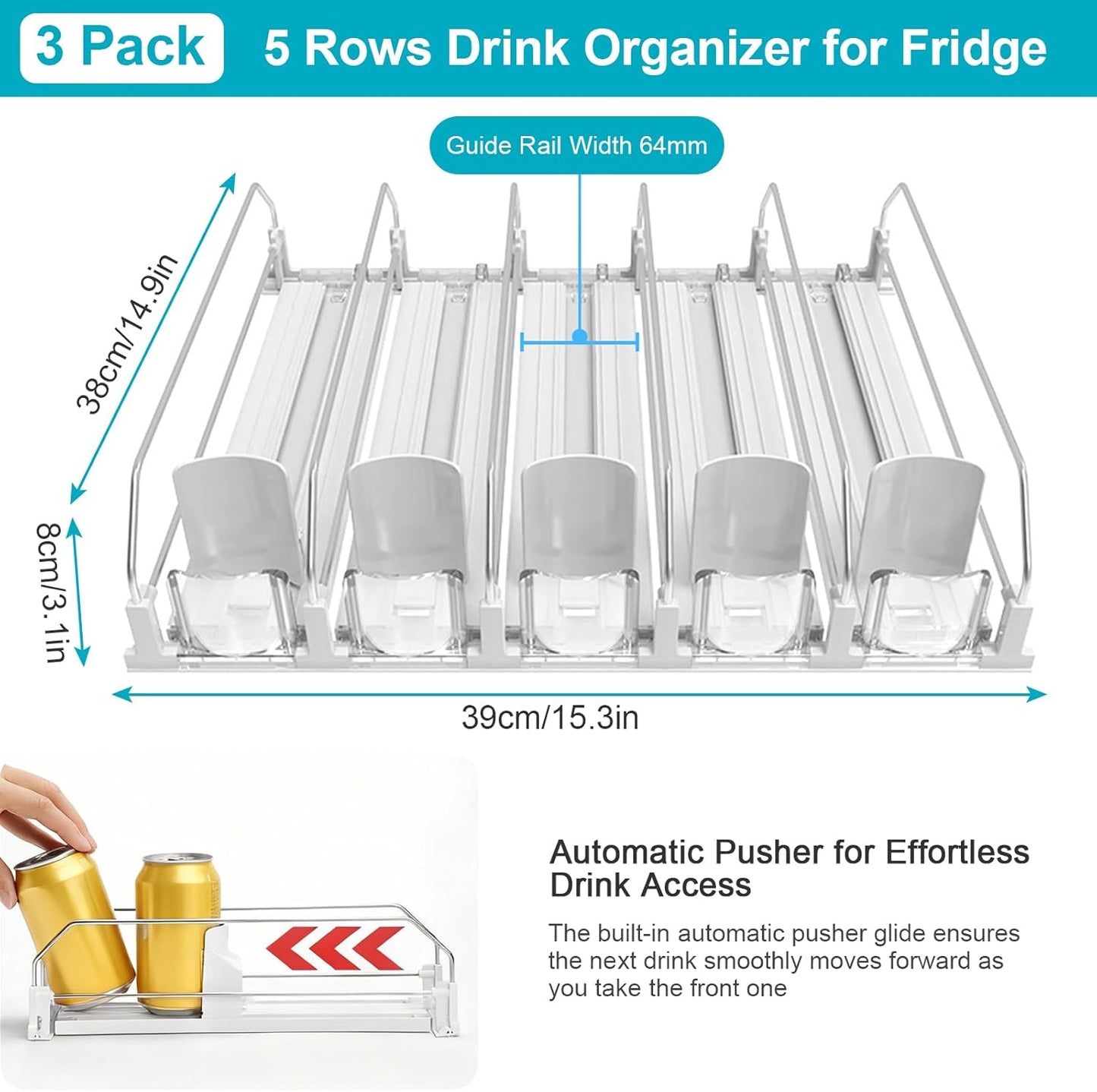 Pack 3 Organiz. Bebidas Nevera Dispensador Automático