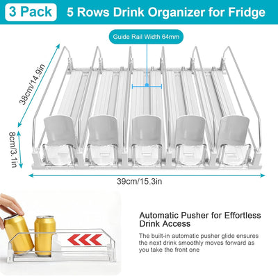 Pack 3 Organiz. Bebidas Nevera Dispensador Automático