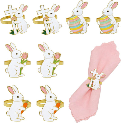 Servilleteros de conejo de Pascua juego de 8 para decoración rústica