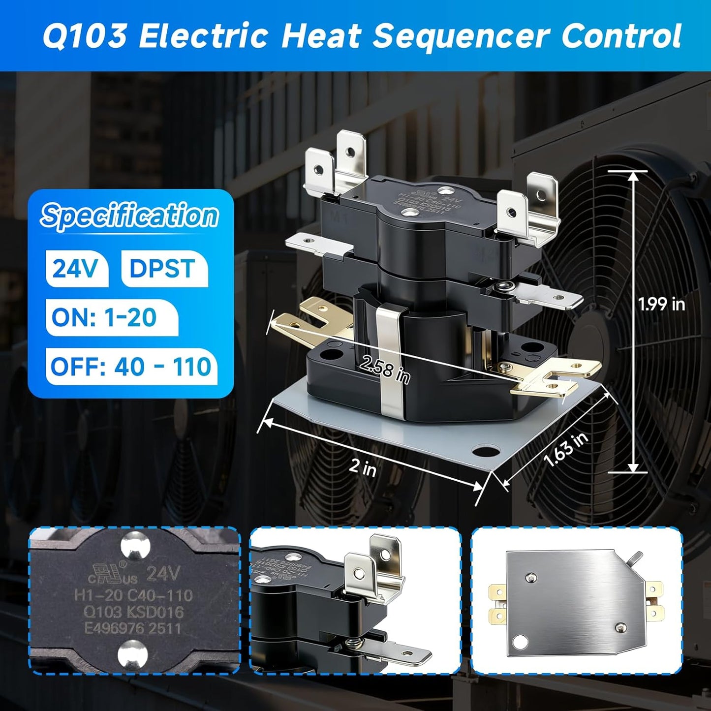 Control secuenciador calor eléctrico DPST 24V comp 24A34-3