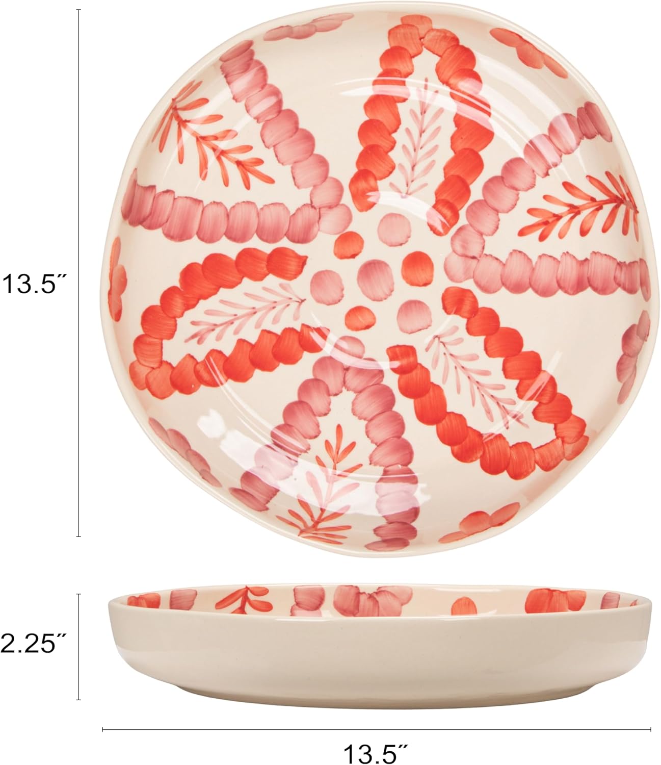 Bol gres pintado a mano diseño botánico multicolor