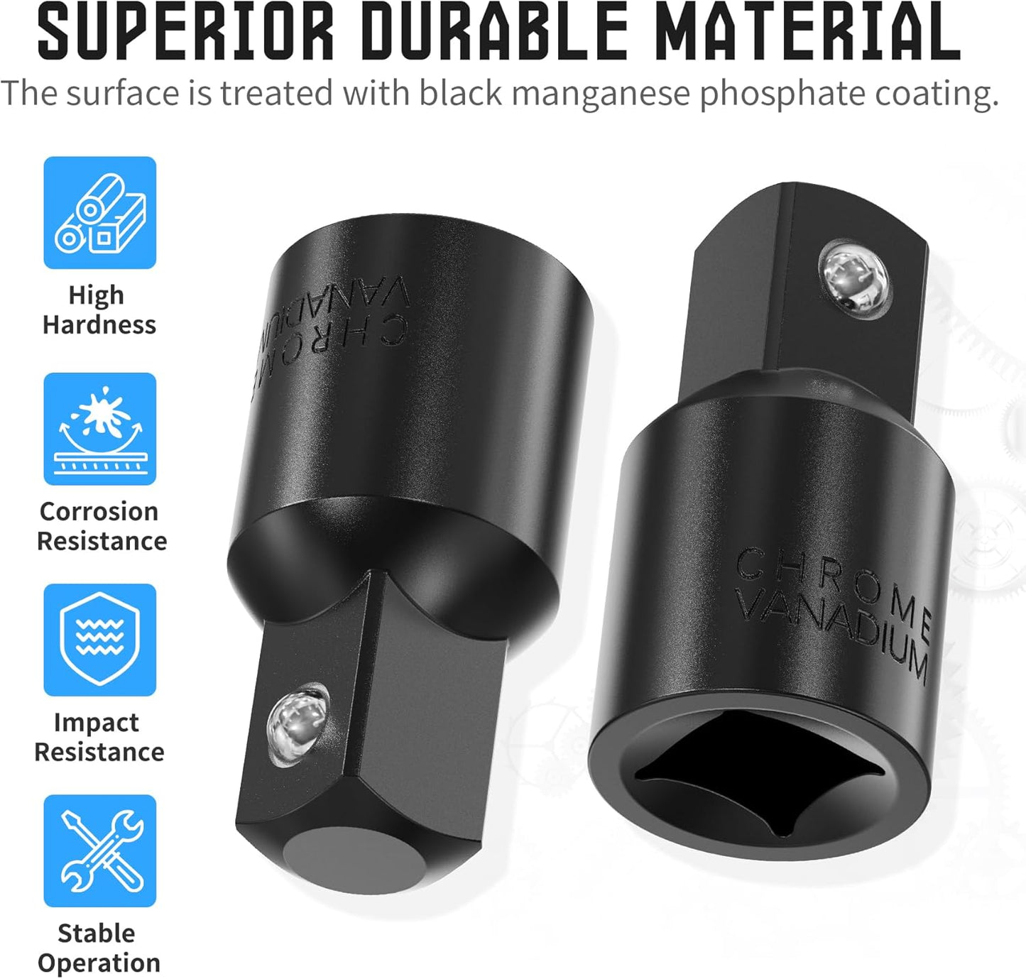Set 4 adaptadores impacto 1/4-3/8-1/2 pulg acero Cr-V