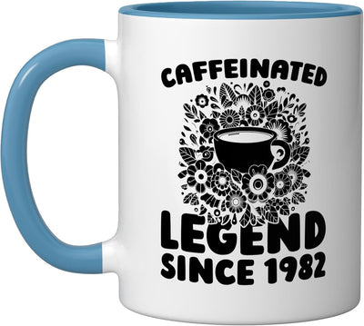 Taza Cerámica Café Nacida en 1982 Azul/Blanco