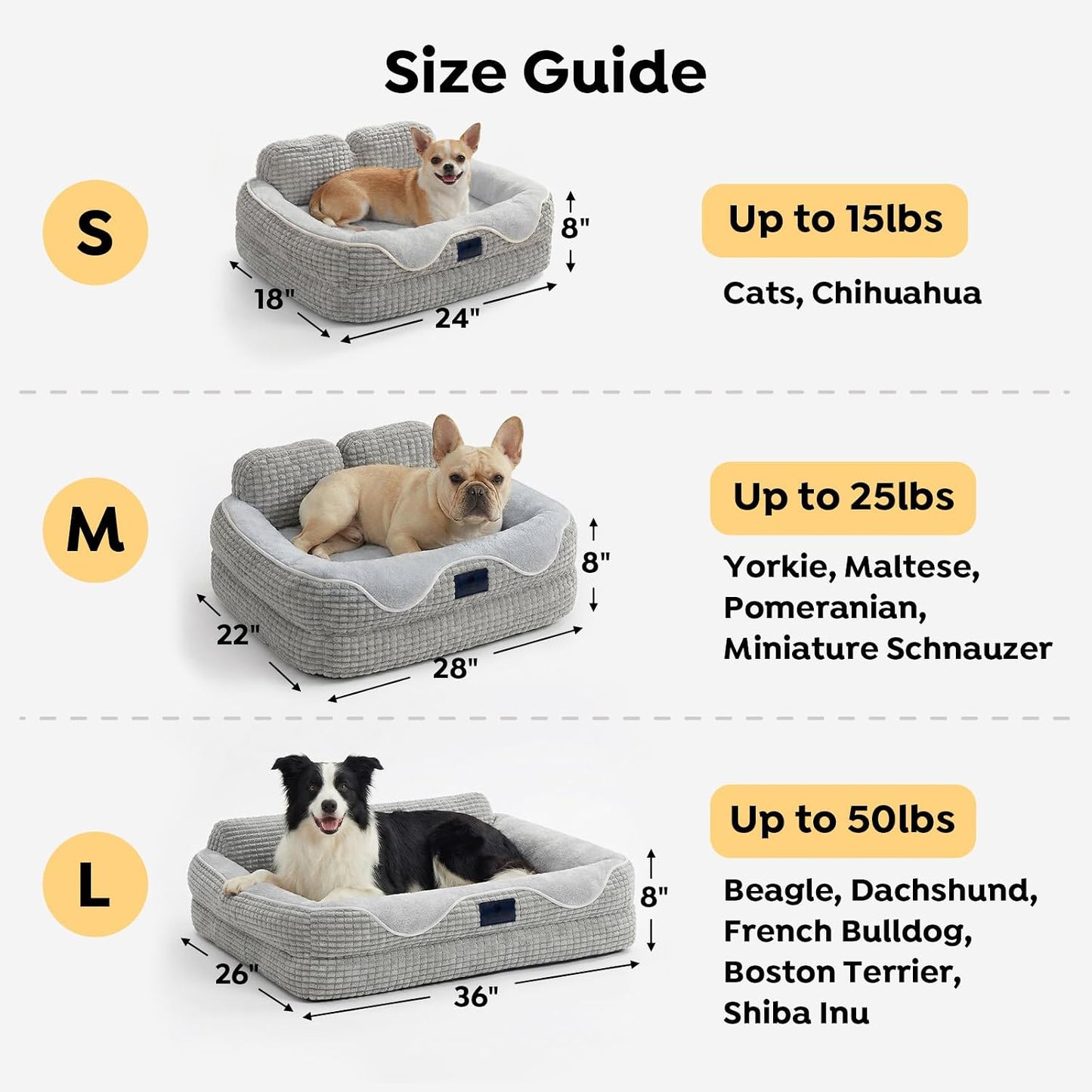Cama ortopédica para perros medianos con funda lavable gris 36pulg