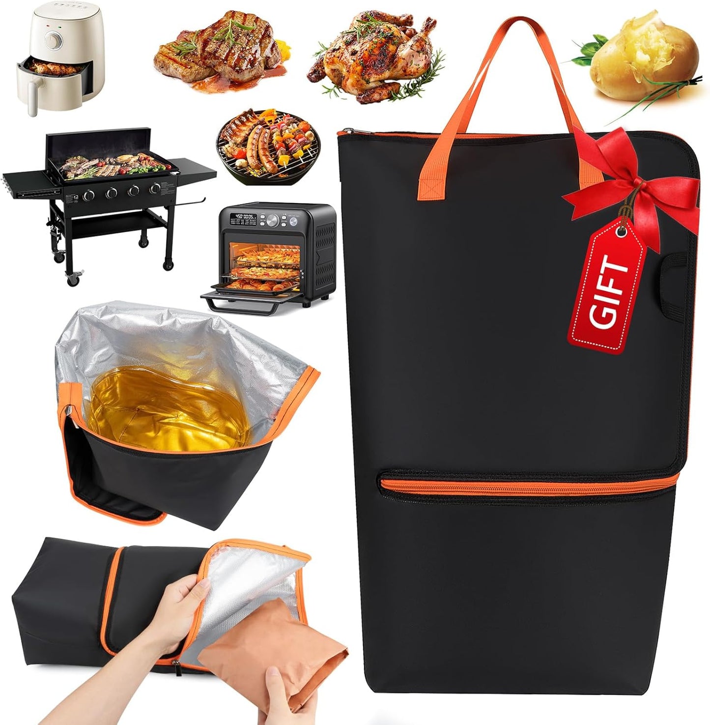Manta barbacoa 21pulg soporte carne resistente fugas