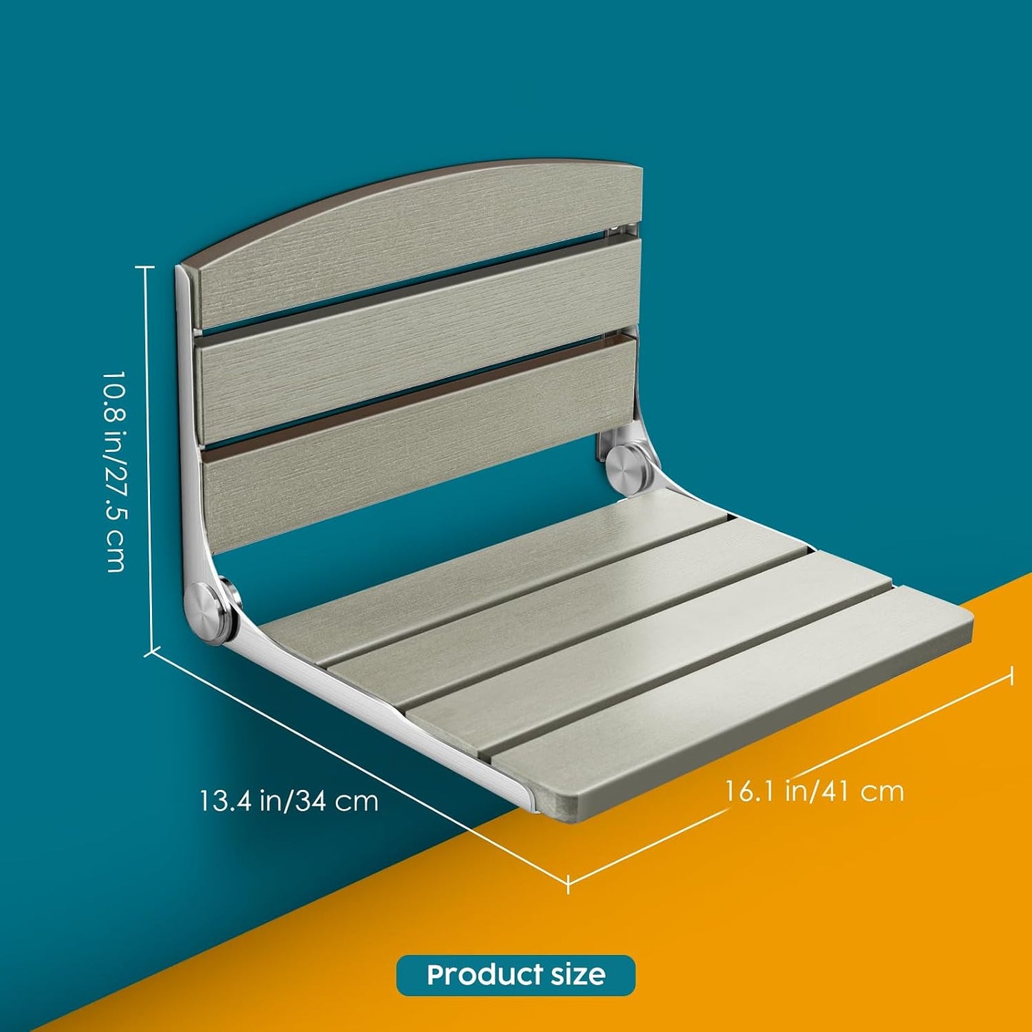 Asiento ducha plegable acero inox 16pulg pared