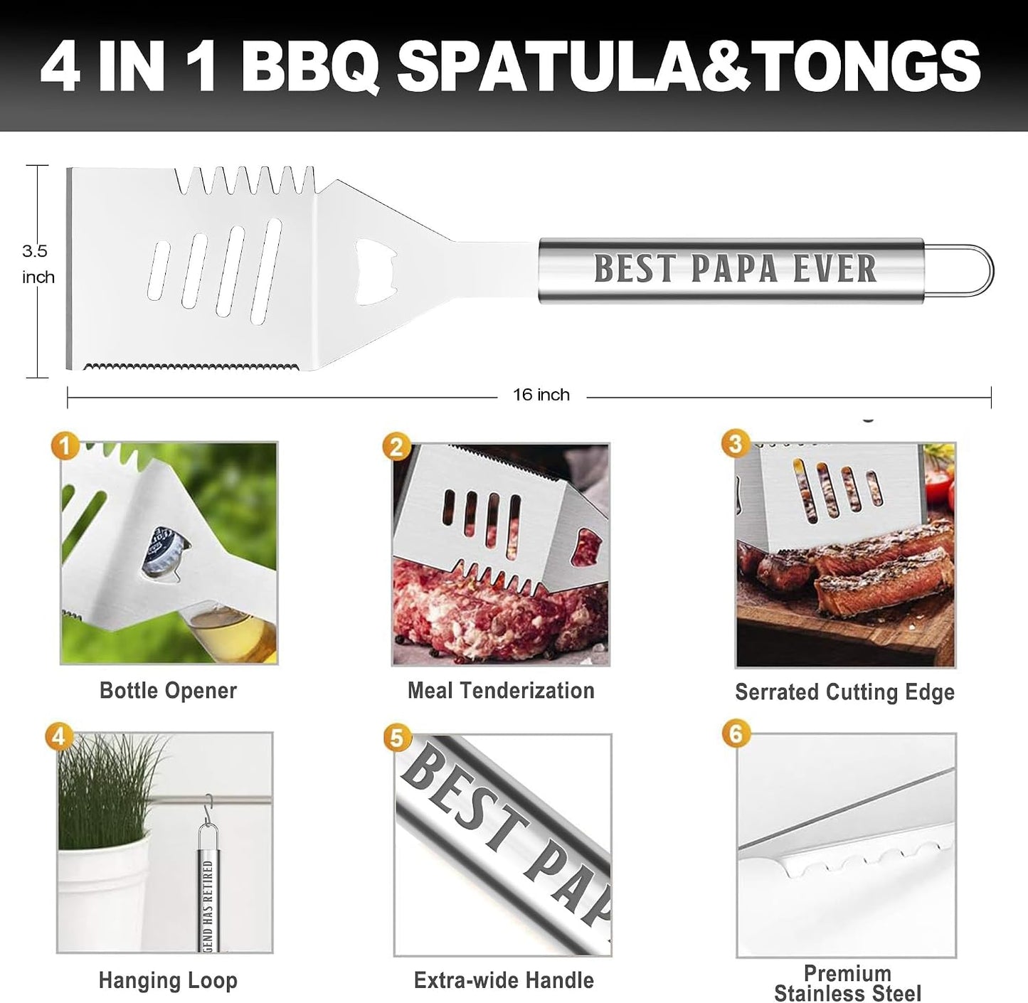 Juego parrilla acero inox resistente con estuche aluminio