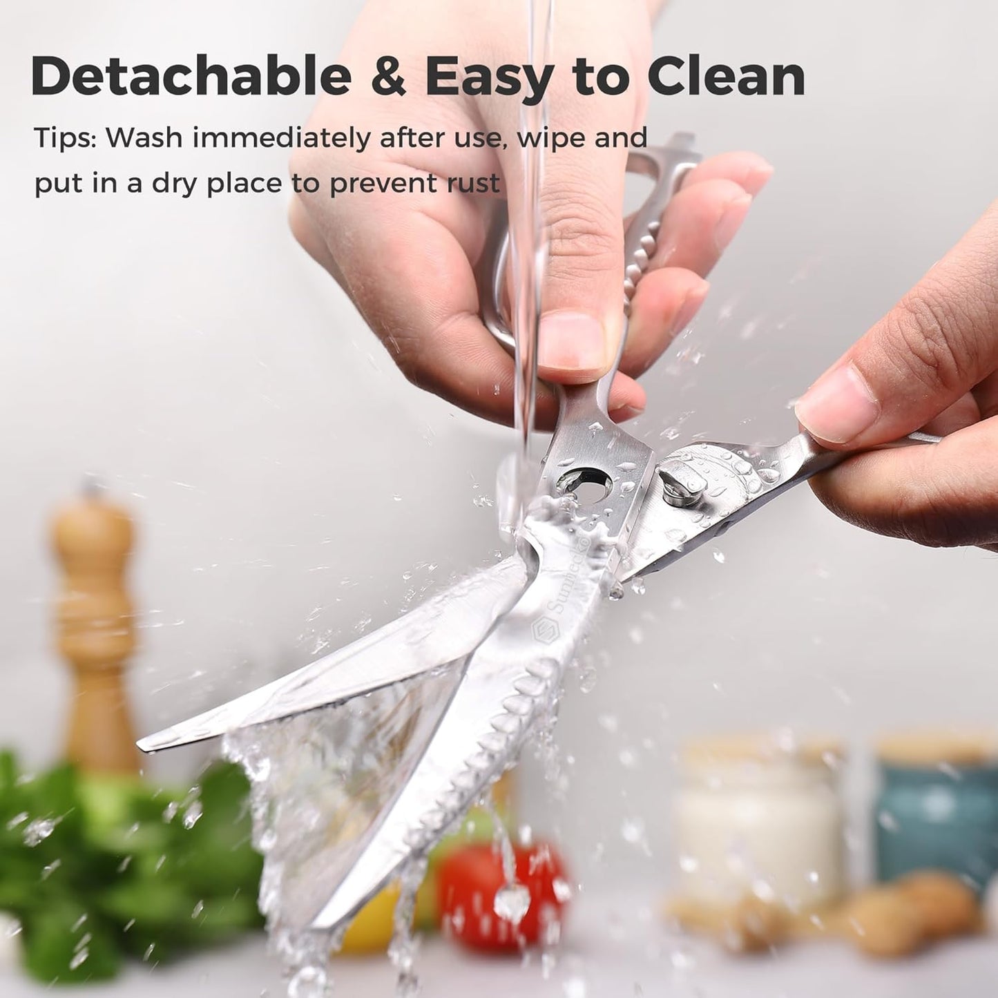 Tijeras cocina acero curvas con set cuchillos 3 pzas