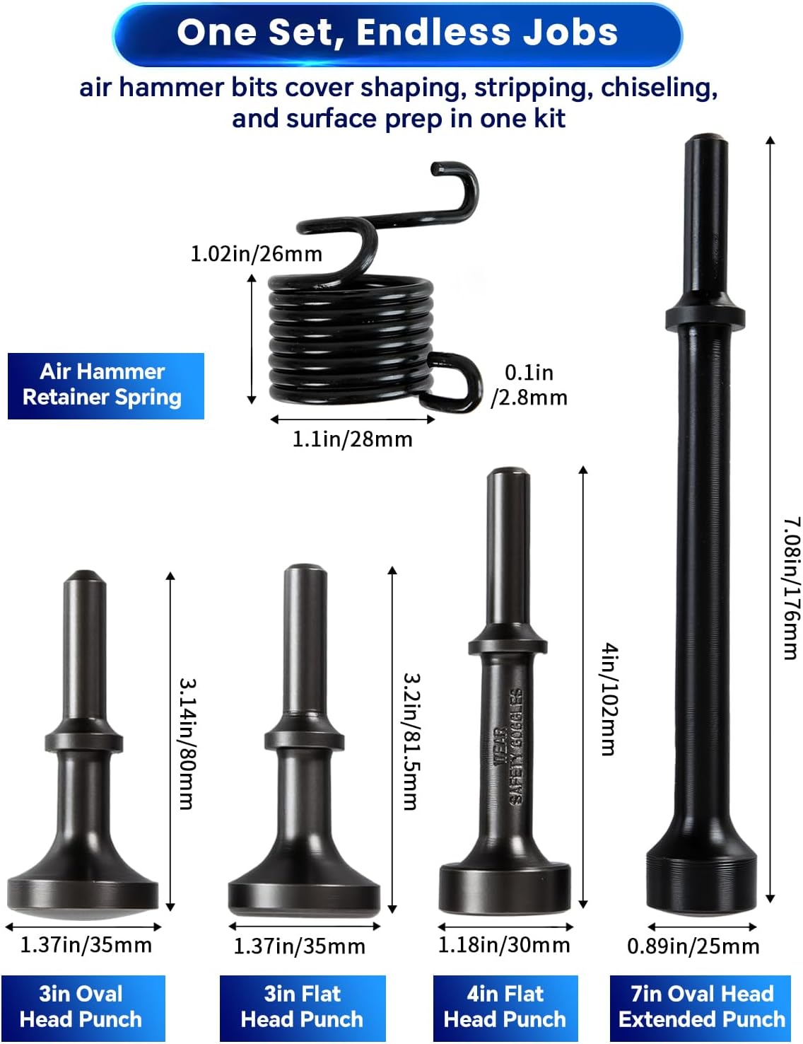 Set 5 Brocas Martillo Neumático Perforar Hormigón