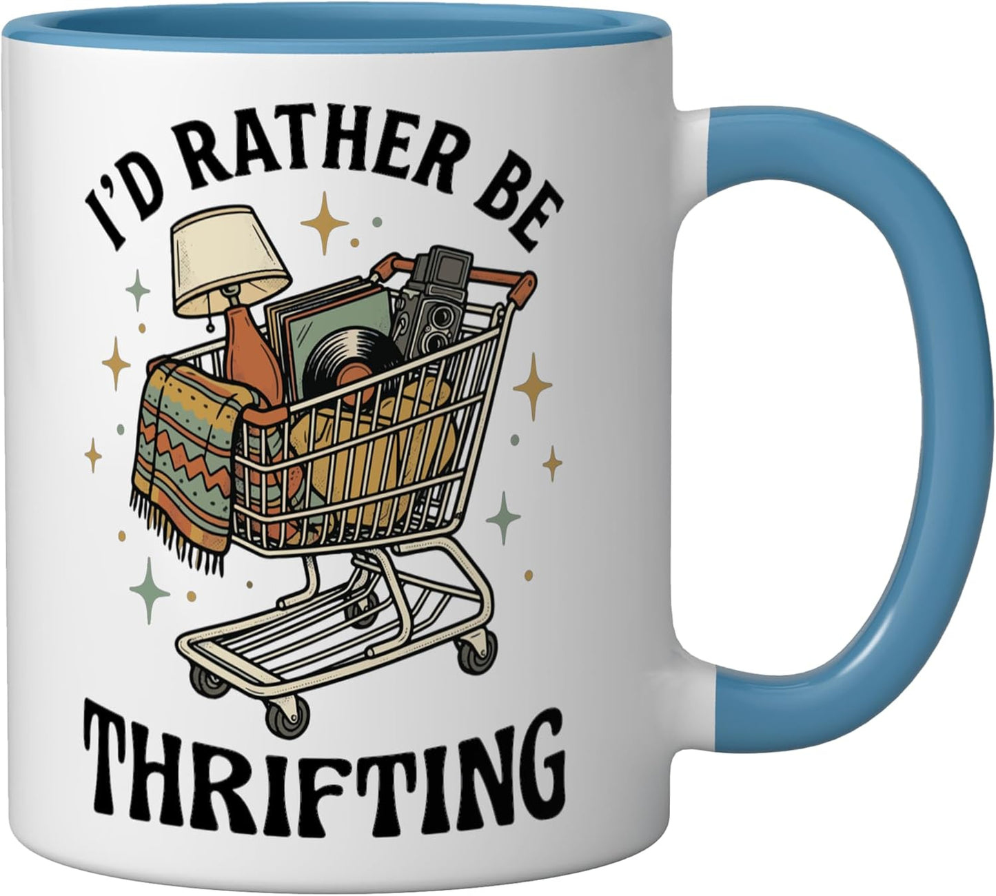 Taza Cerámica I'd Rather Be Thrifting Azul/Blanco