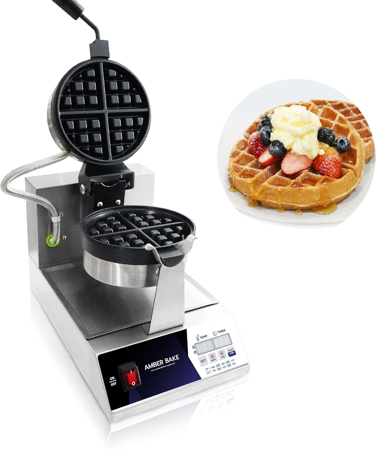 Máquina panqueques belgas plato giratorio antiadherente