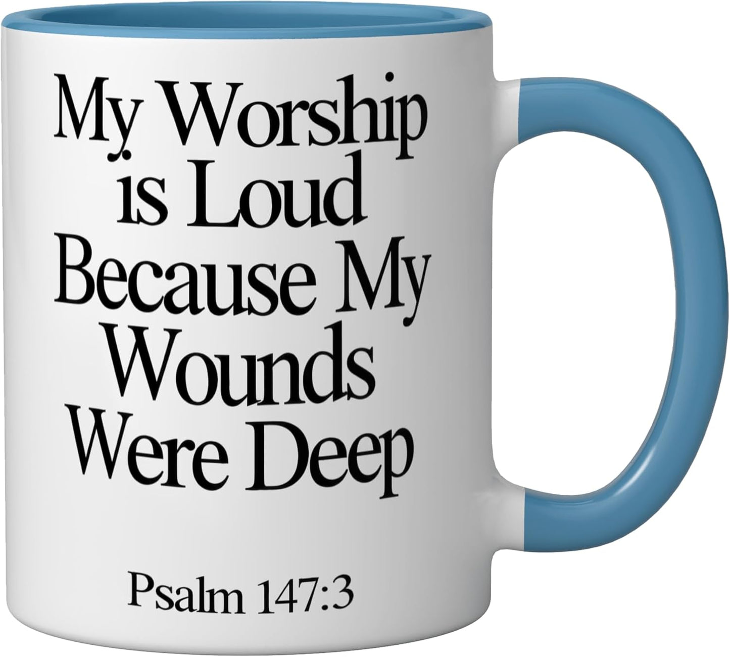 Taza Cerámica Azul/Blanco Psalm 147:3