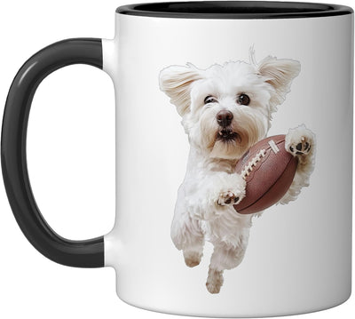 Taza cerámica para fútbol Maltese Football negra/blanca