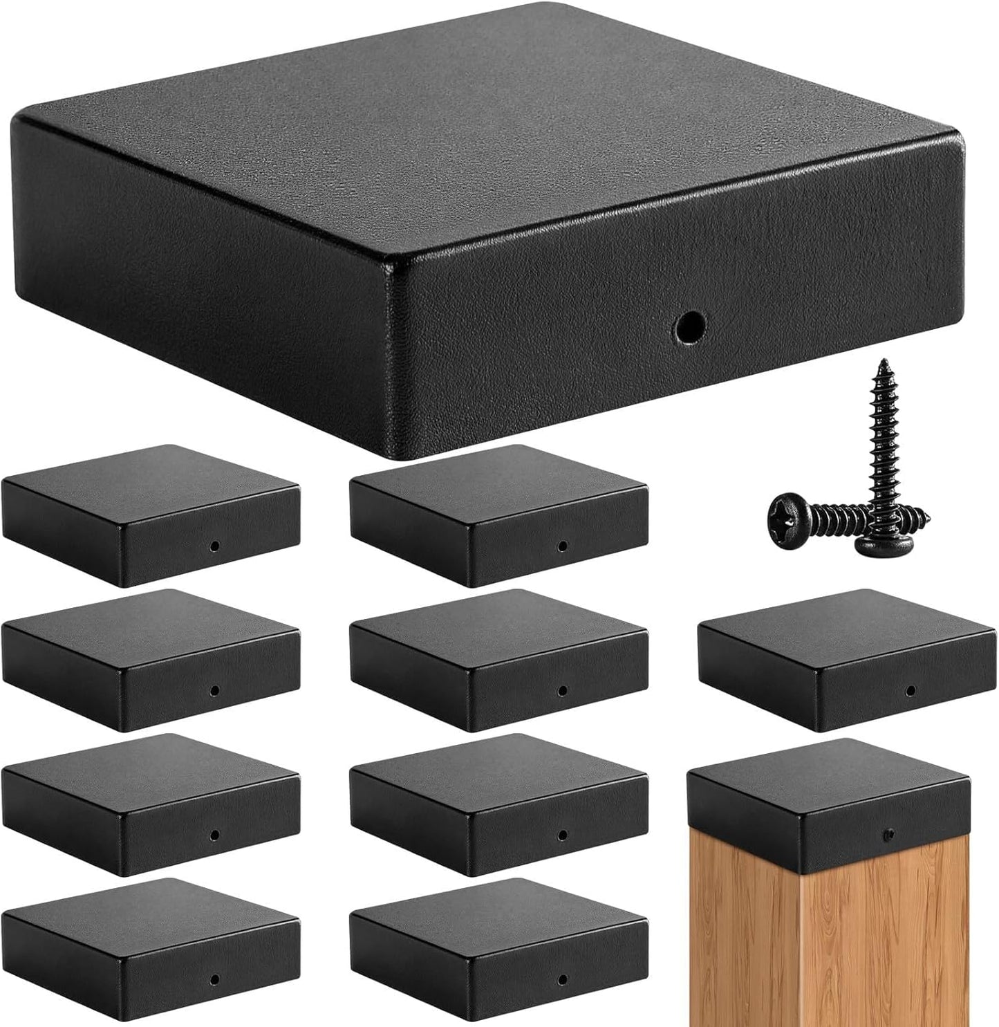 10 Tapas Poste 4x4 Acero Galvanizado Negro para Valla