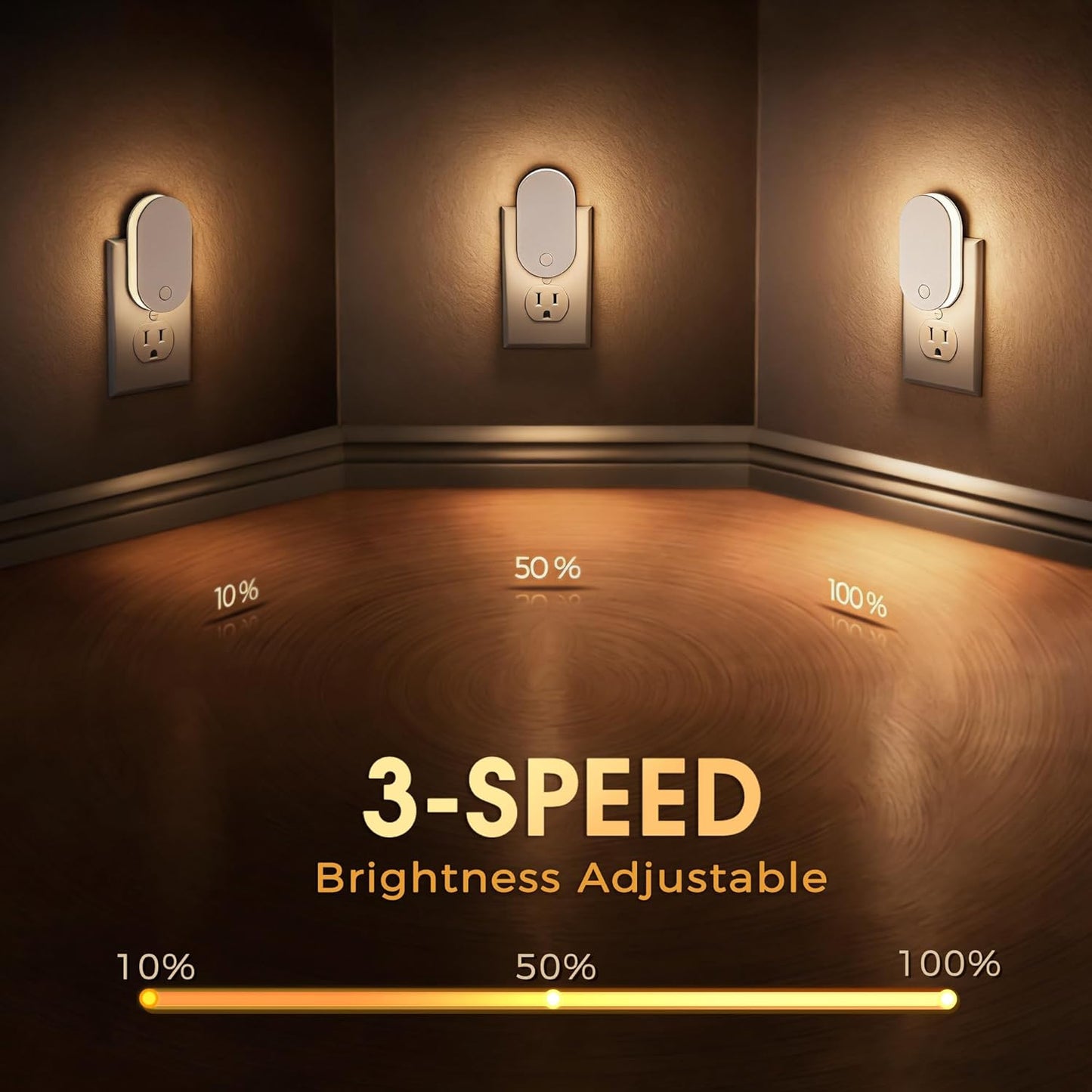 Luces nocturnas enchufables LED con sensor 1W 3000K para baño