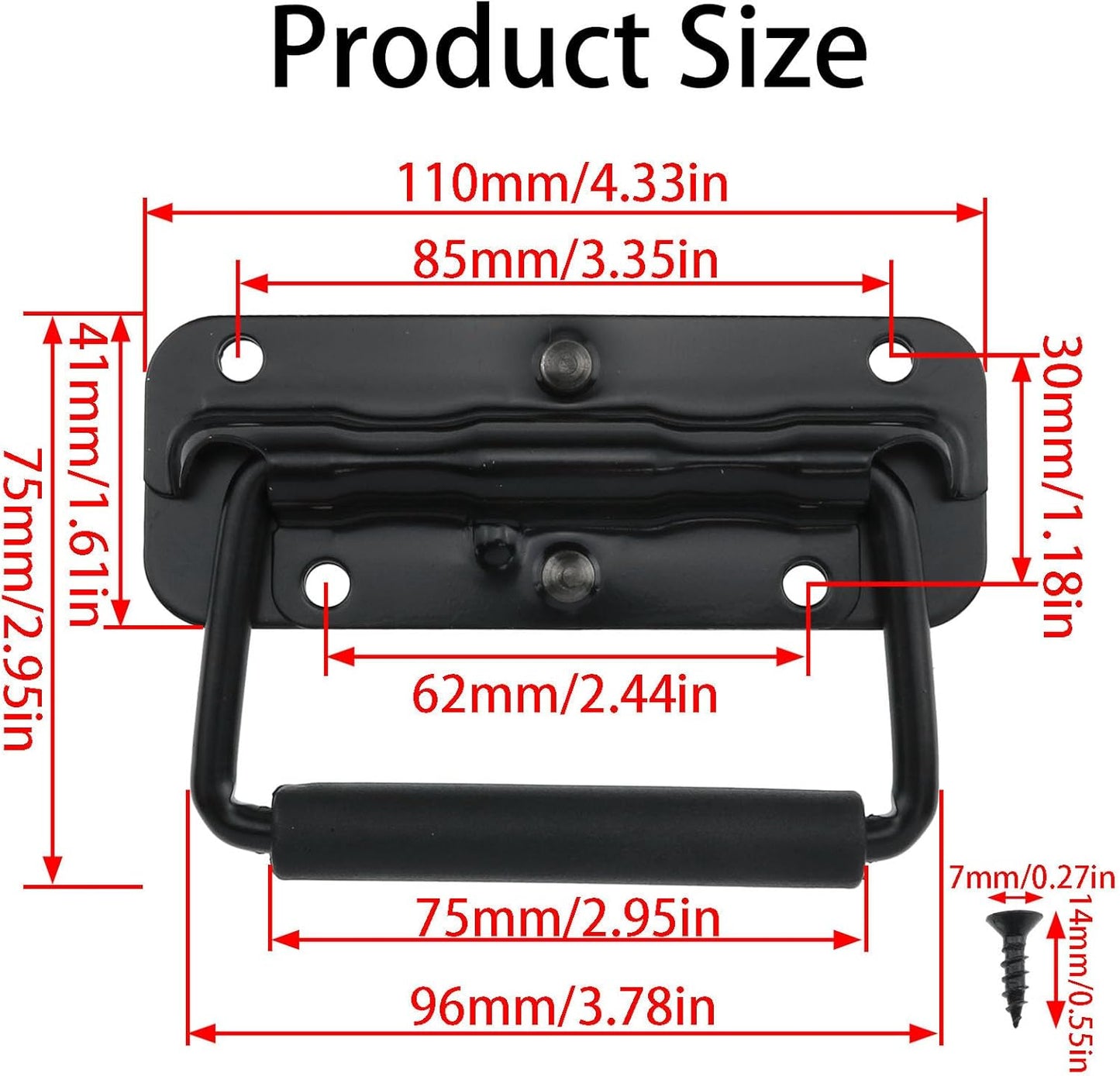 Manijas caja con resorte negro mango metal goma