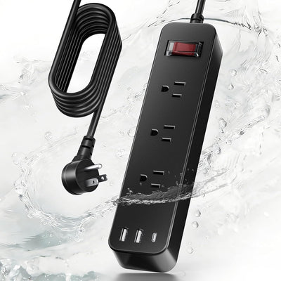Regleta alimentación exterior IPX6 impermeable 3 tomas 3 USB 6pies