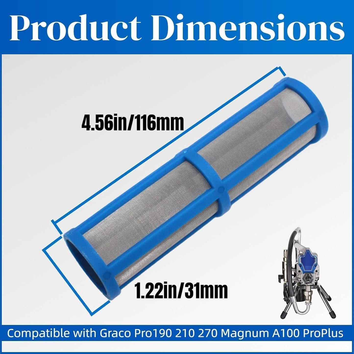 Filtro colector malla 100 para pulverizadores Graco Pro190 4 Pzas