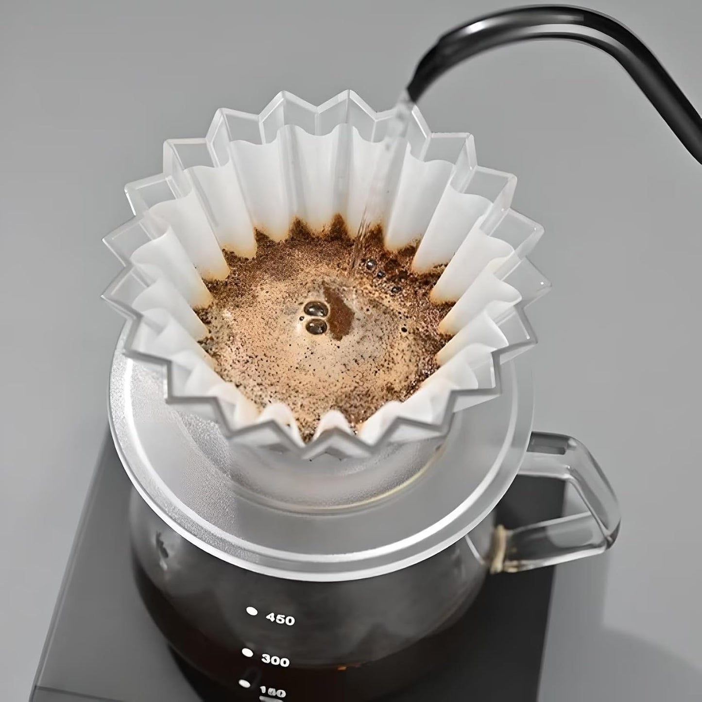 Gotero de café Origami con base estilo japonés transparente