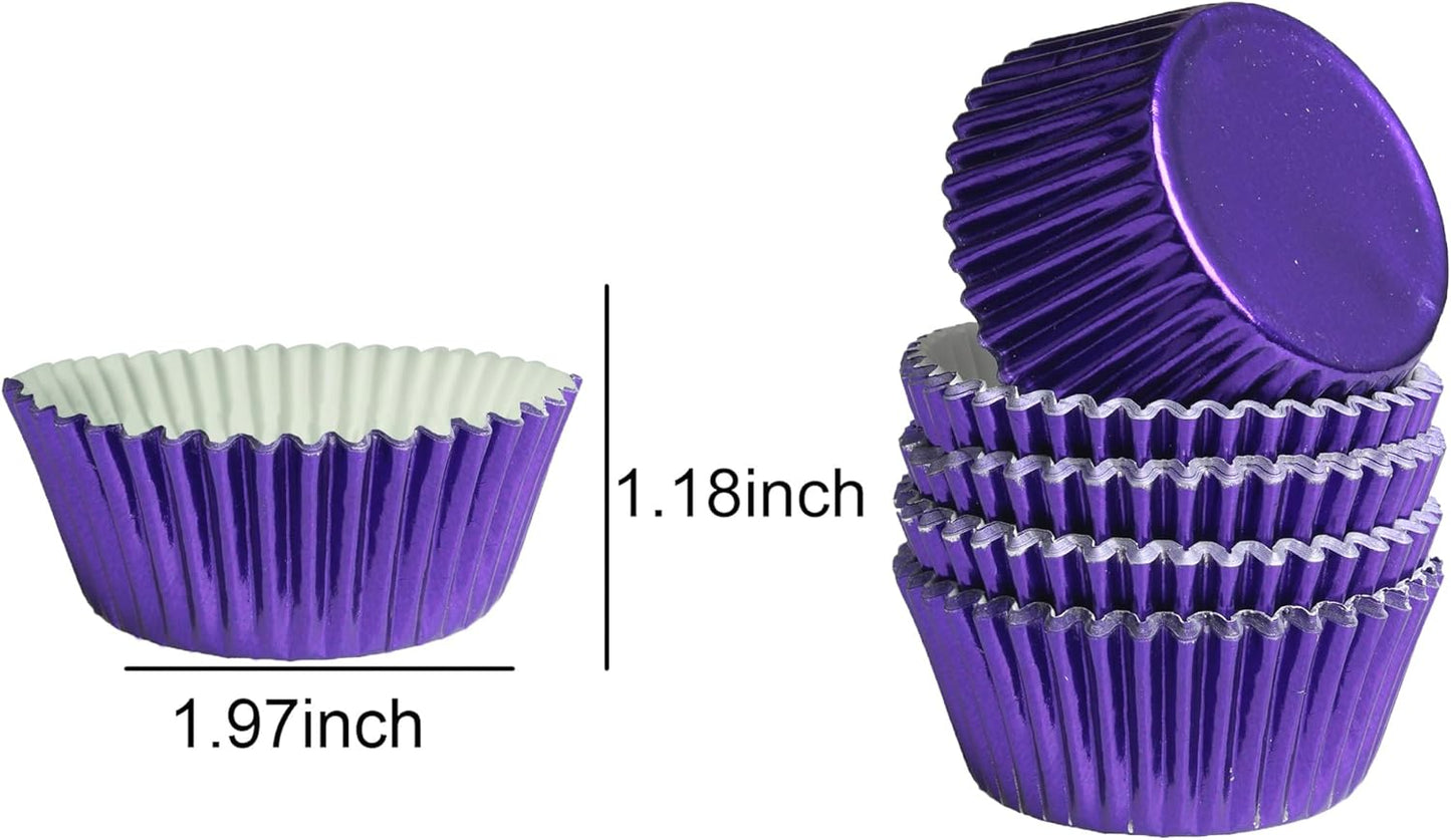 100 Pzas Papel Aluminio para Cupcakes Morado