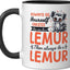 Taza de cerámica lemur divertida negra/blanca