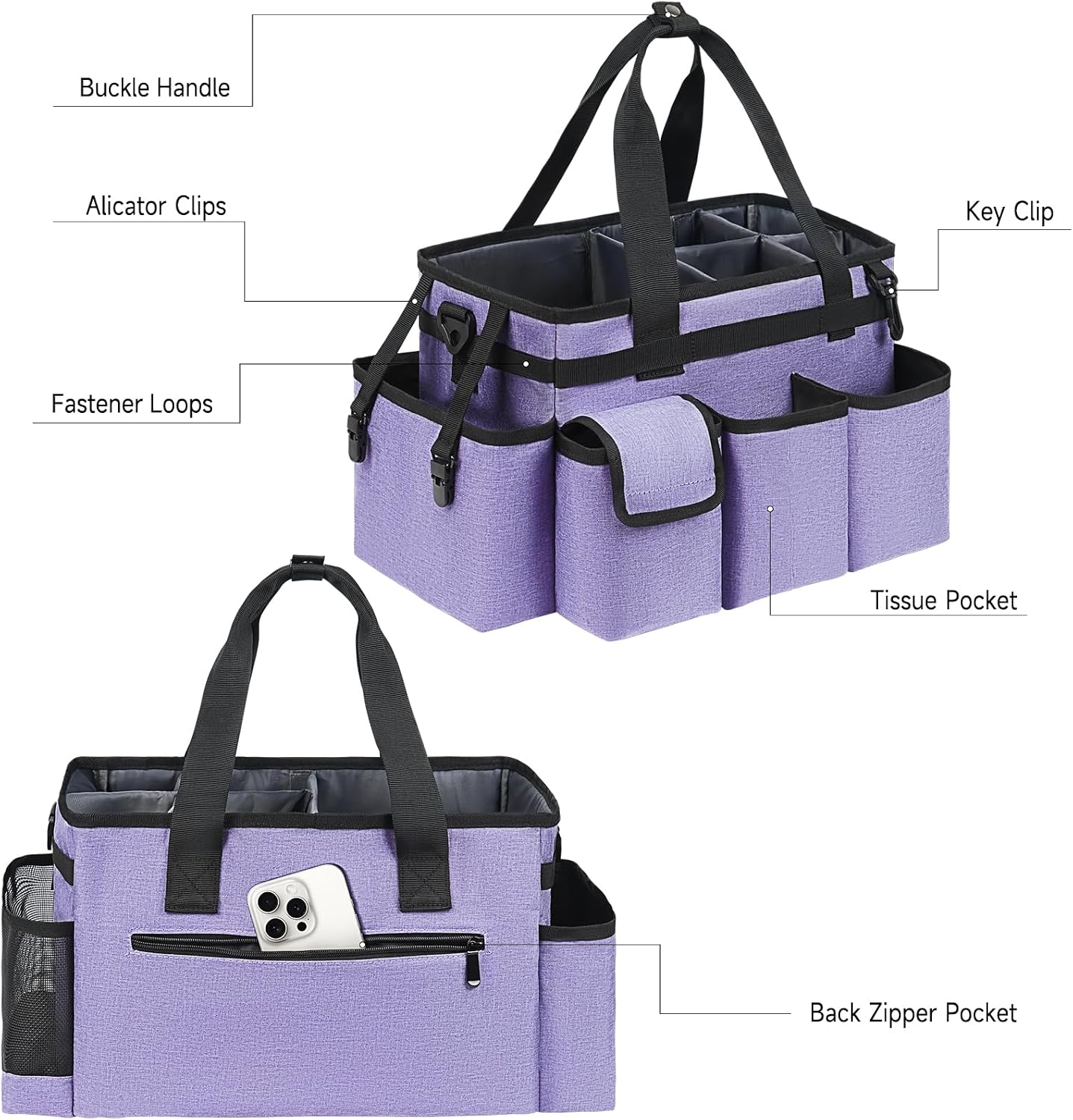 Bolsa limpieza amas de casa con asa morado