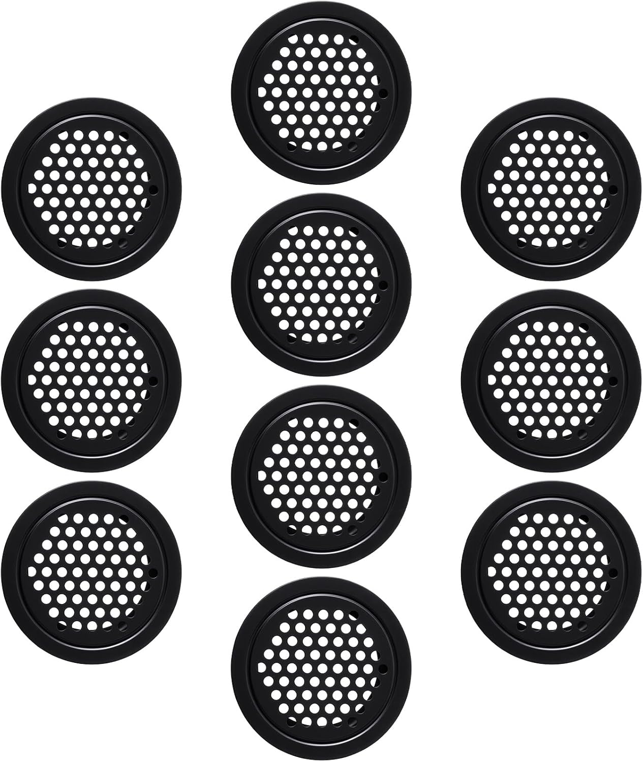 10 Rejillas Ventilación Acero Inox Redondas Cubierta Negra