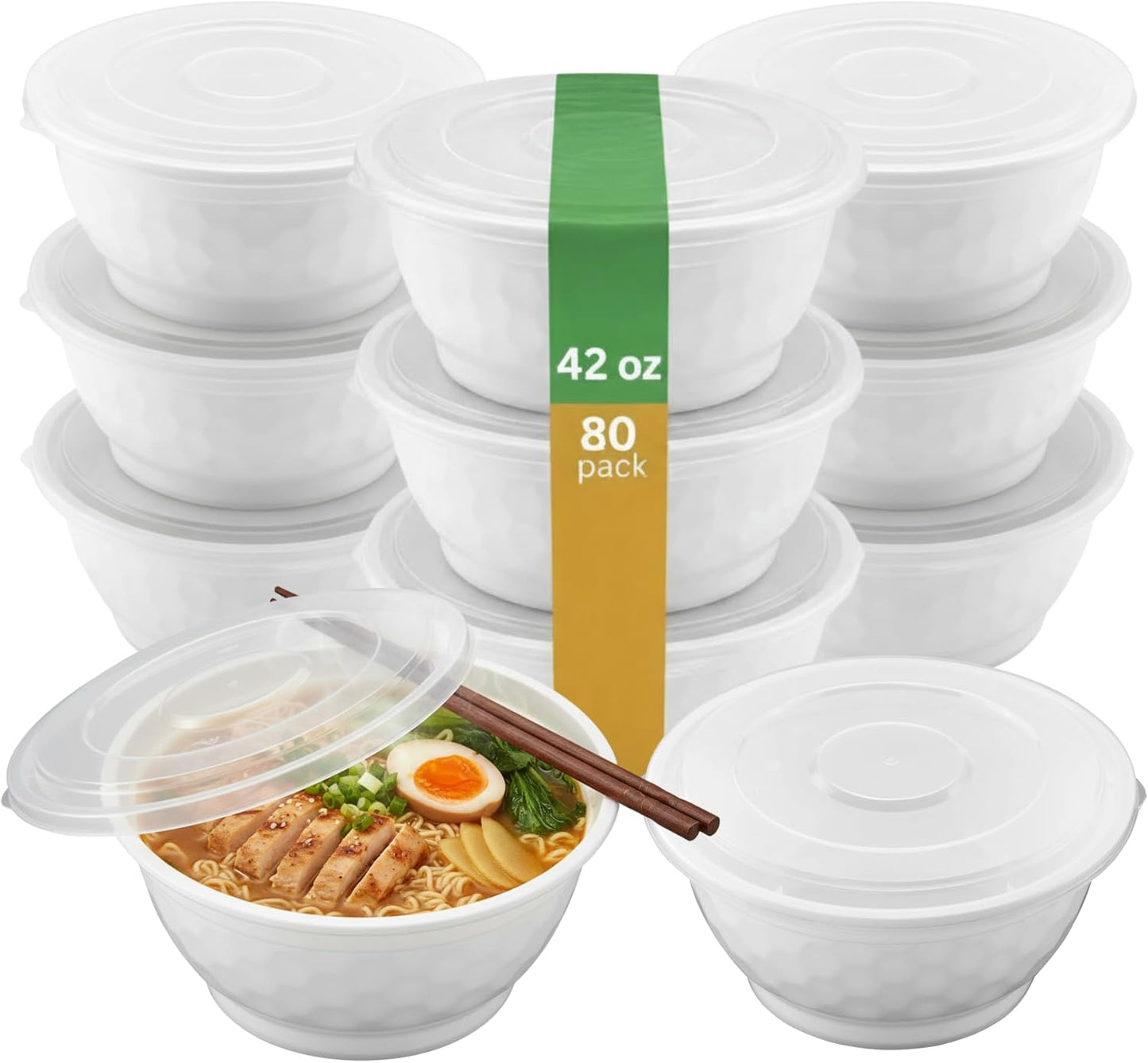 Tazones de fideos para microondas de 42 oz con tapas, 15 unidades