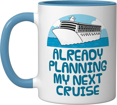 Taza cerámica vacaciones jubilación azul/blanco