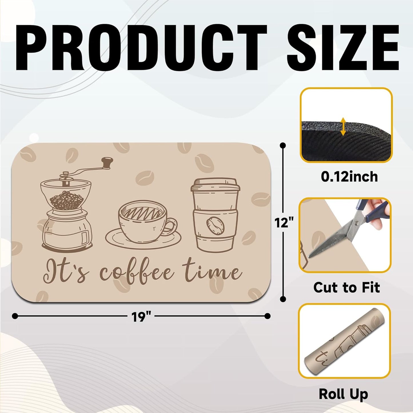 Tapete café 12x19pulg antideslizante absorbente protege encimeras